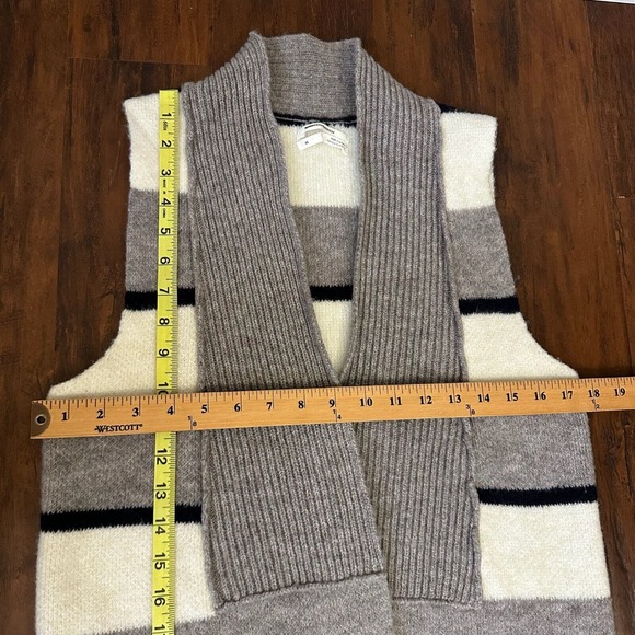 ANTHROPOLOGIE Pencey Long Stripe Open Vest in Grey White Navy - Picture 11 of 12